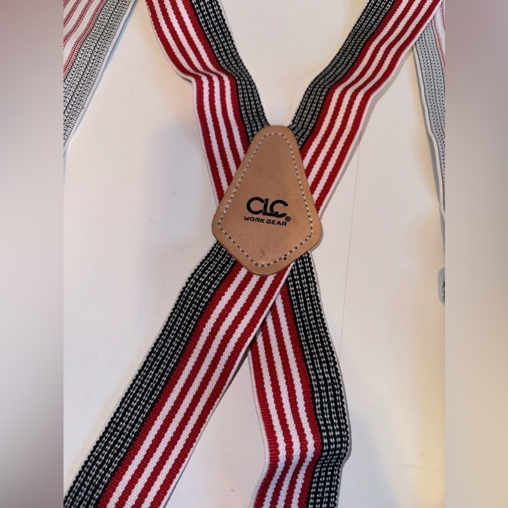 CLC Custom Leather Craft 2" Suspenders Top Grain Cowhide Adjustable USA Flag